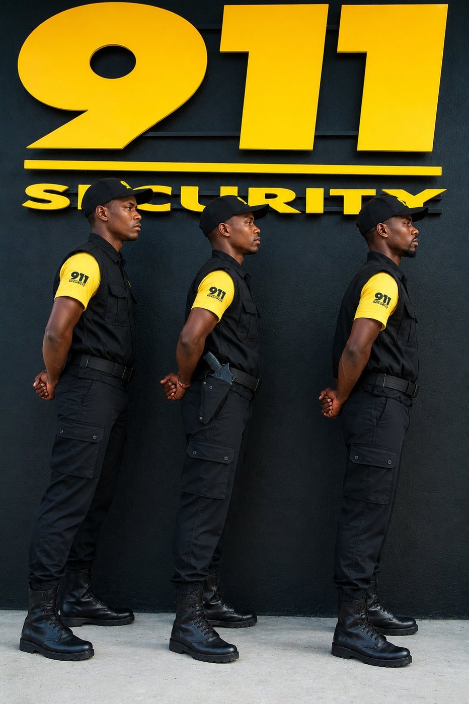 Agents 911 SECURITY en tenue devant le siège