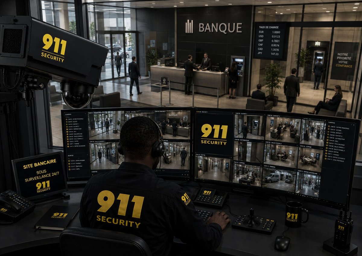 Vidéosurveillance d'une agence bancaire par 911 SECURITY
